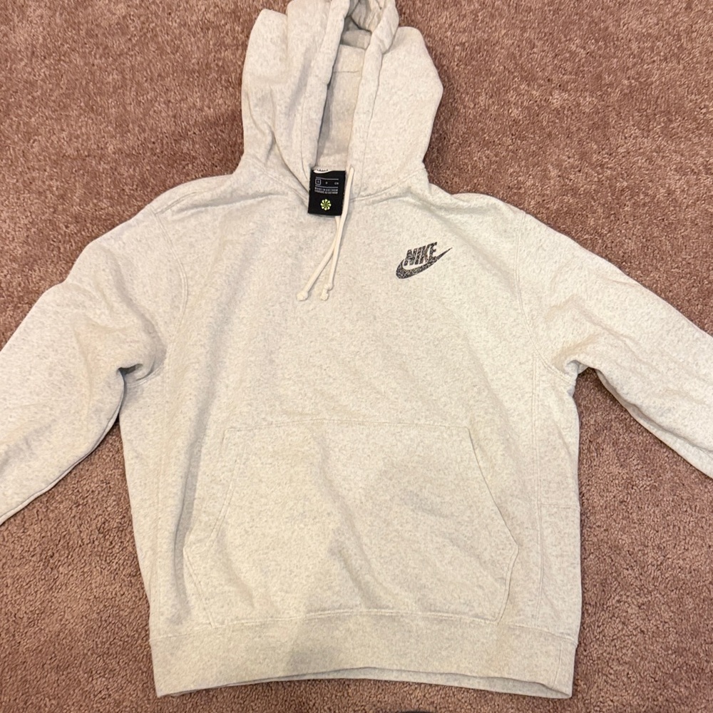 Nike Heather Light Gray Pullover Hoodie with Chest Logo